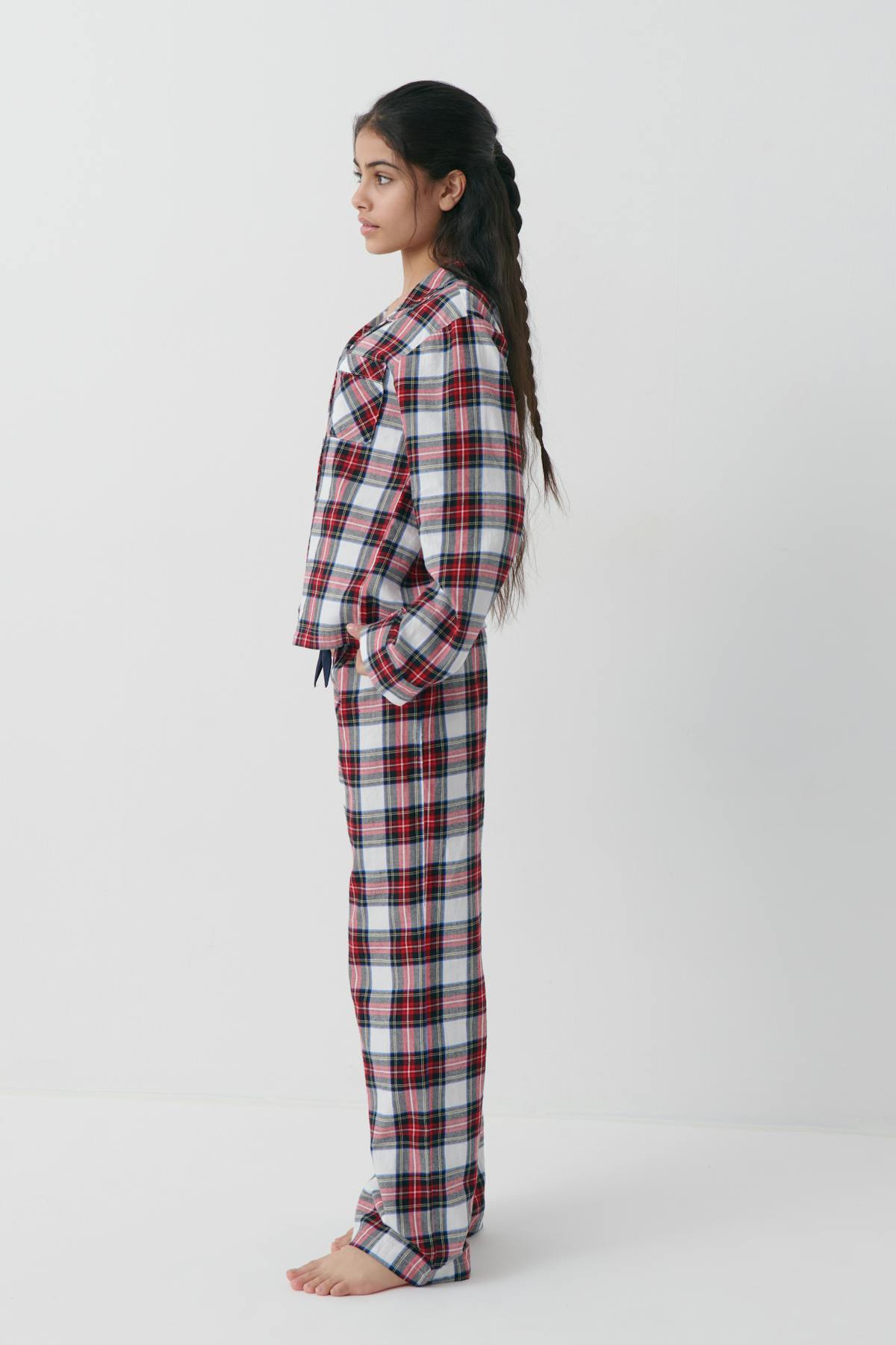 y flannel pj shirt - Red/white check