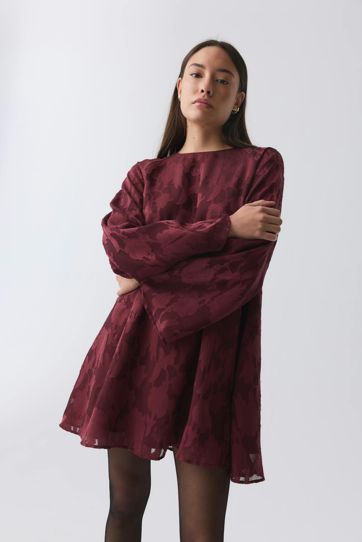 Wide flowy floral dress - Noir