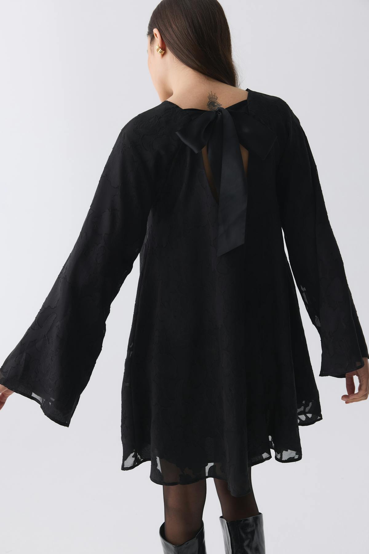 Wide flowy floral dress - Noir