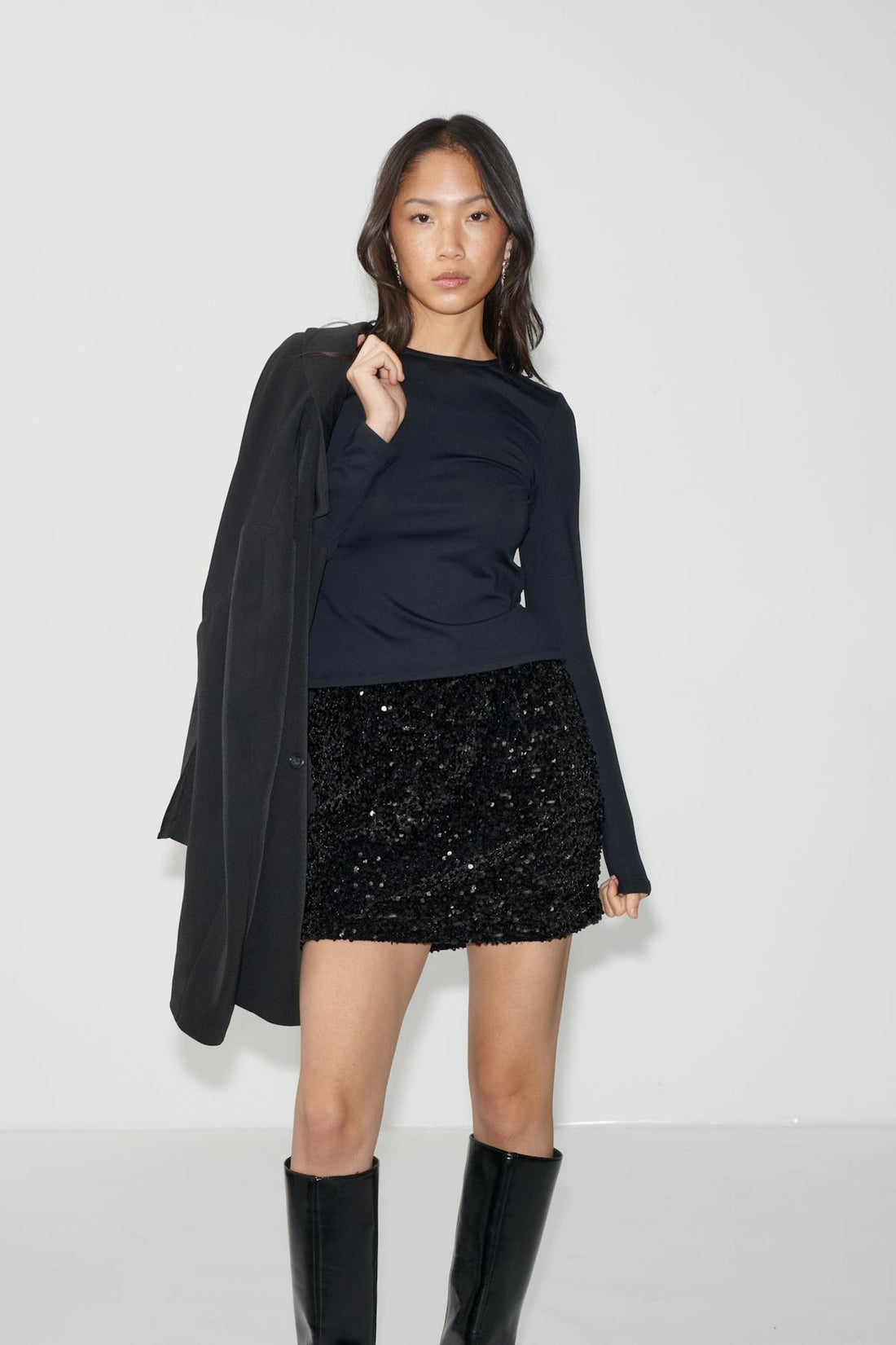 sequin mini skirt - Noir