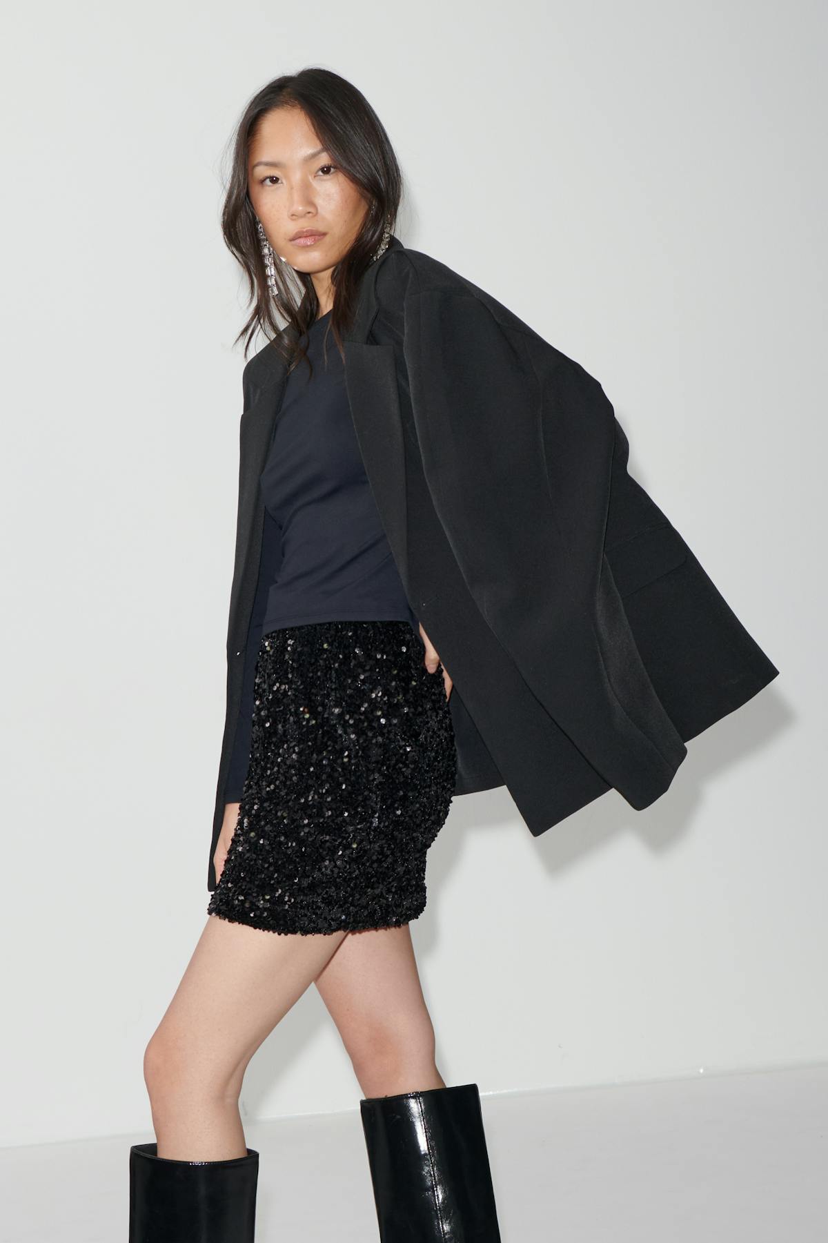 sequin mini skirt - Noir