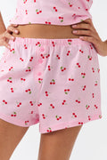 Soft pyjamas shorts - Pink cherry aop
