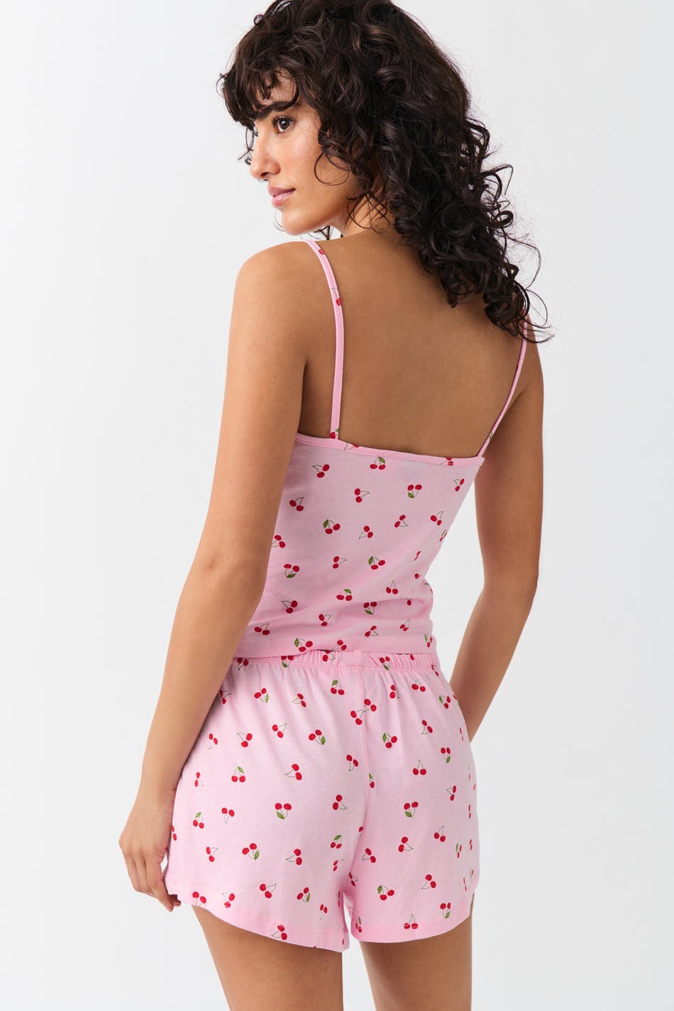 Soft pyjamas shorts - Pink cherry aop