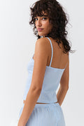 Soft pyjamas top - Blue/white str
