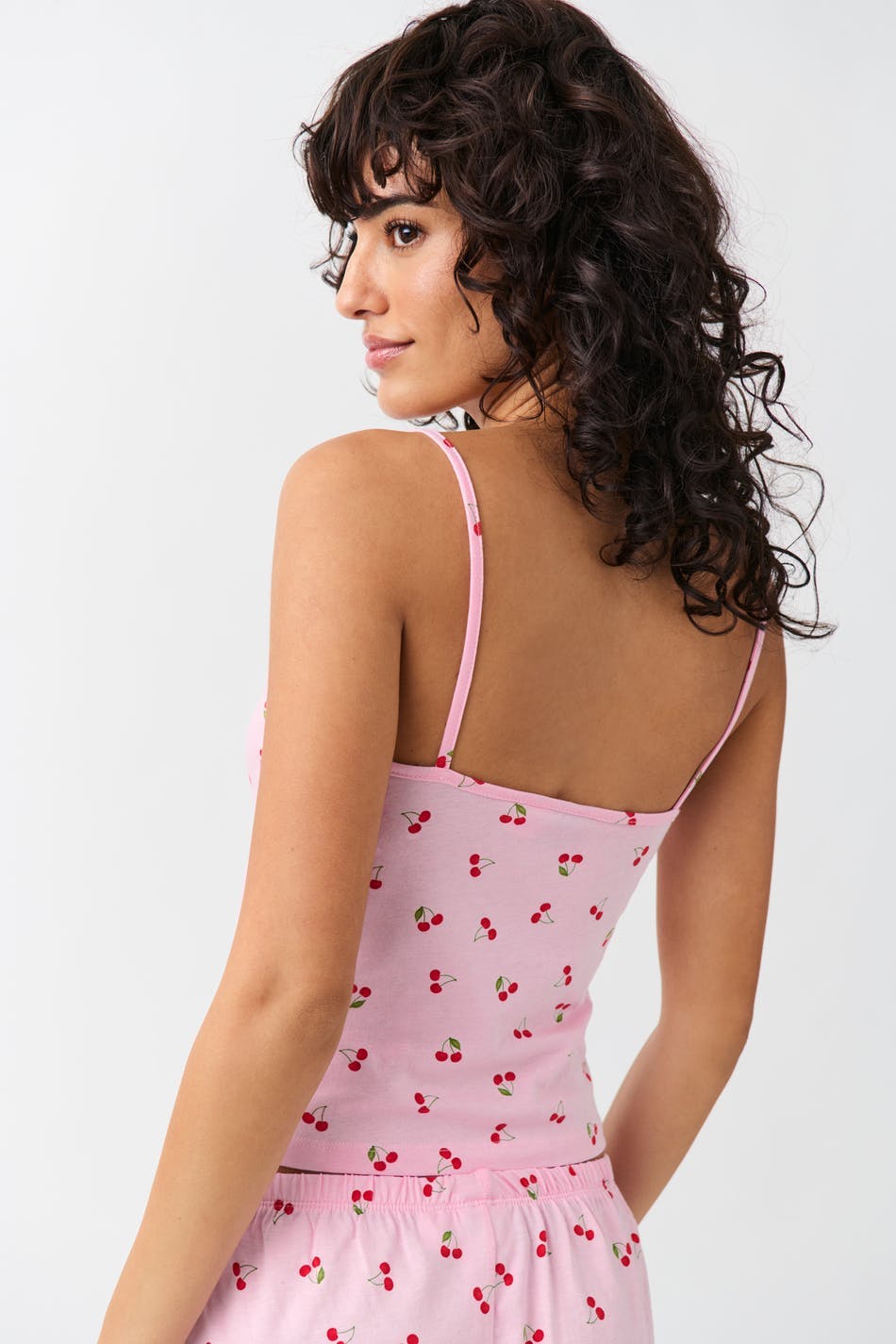 Soft pyjamas top - Pink cherry aop