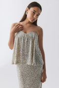 Strapless sequin top - Blanc cassé