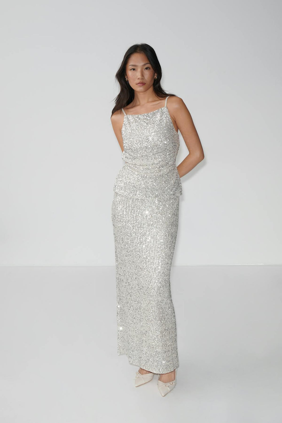 Sequin maxi skirt - Blanc cassé