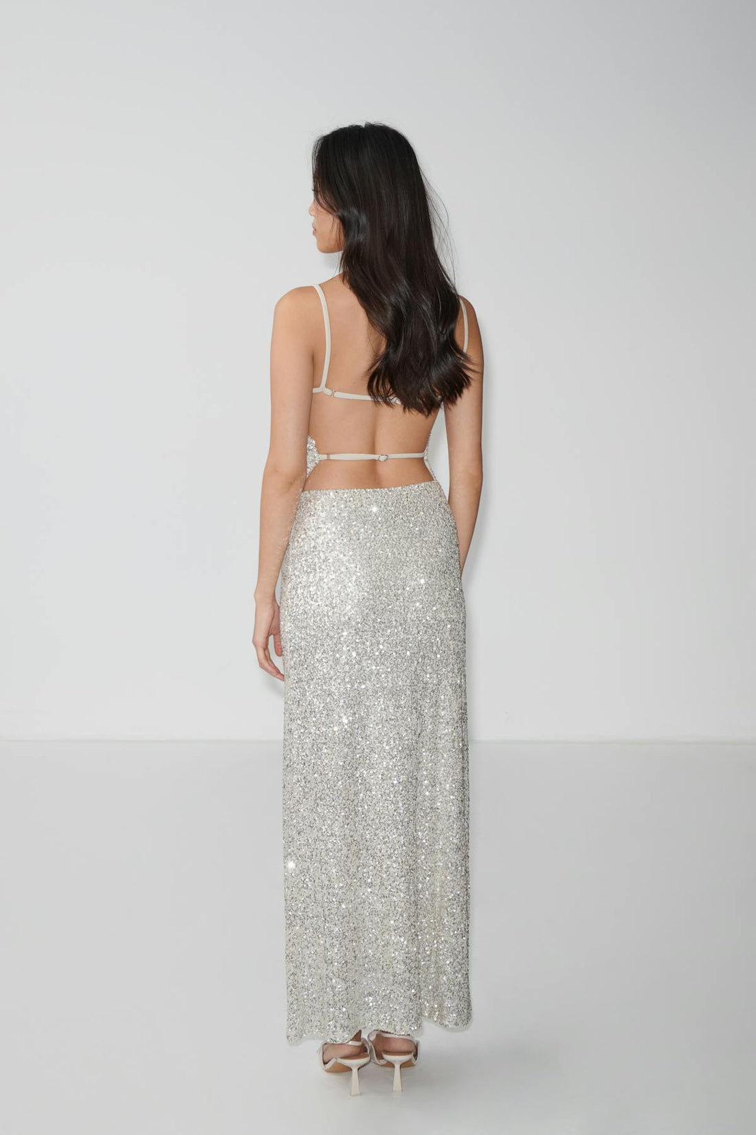 Sequin maxi skirt - Blanc cassé