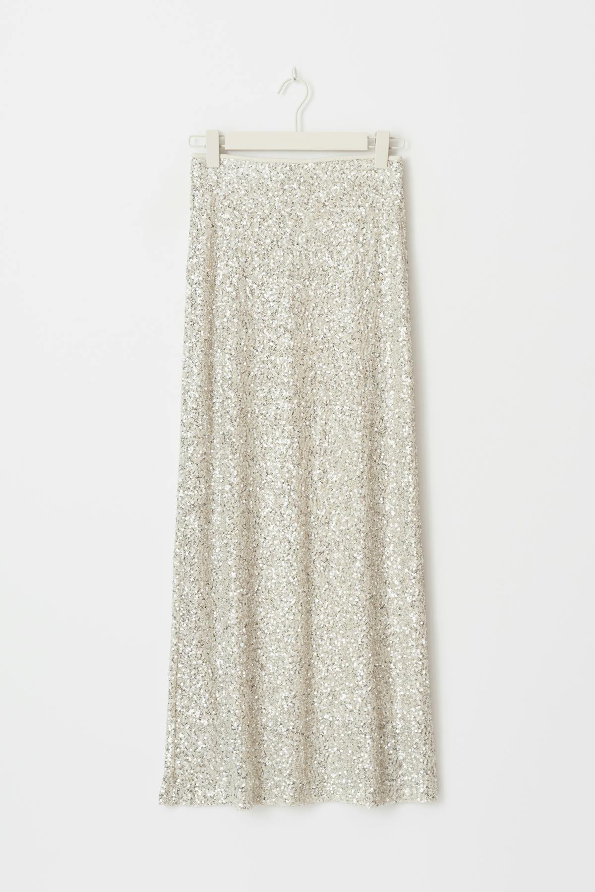 Sequin maxi skirt - Blanc cassé