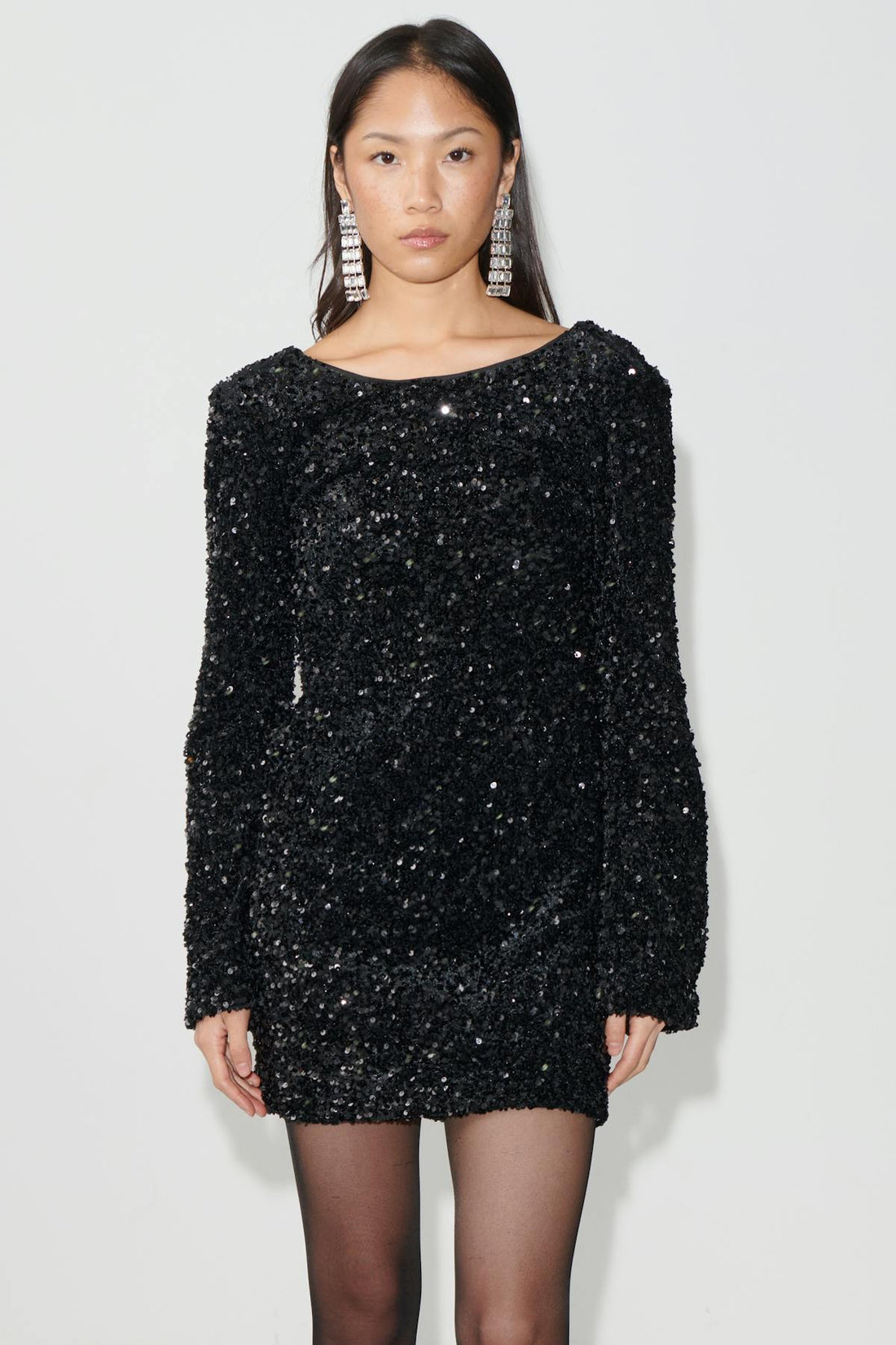 Loose sequin mini dress - Noir