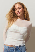 Sheer boatneck top - Egret