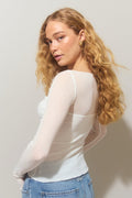 Sheer boatneck top - Egret