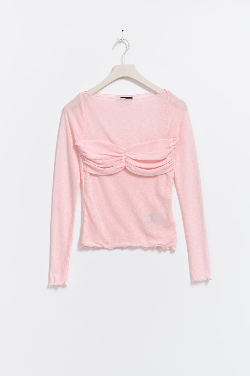Sheer boatneck top - Ballet slipper