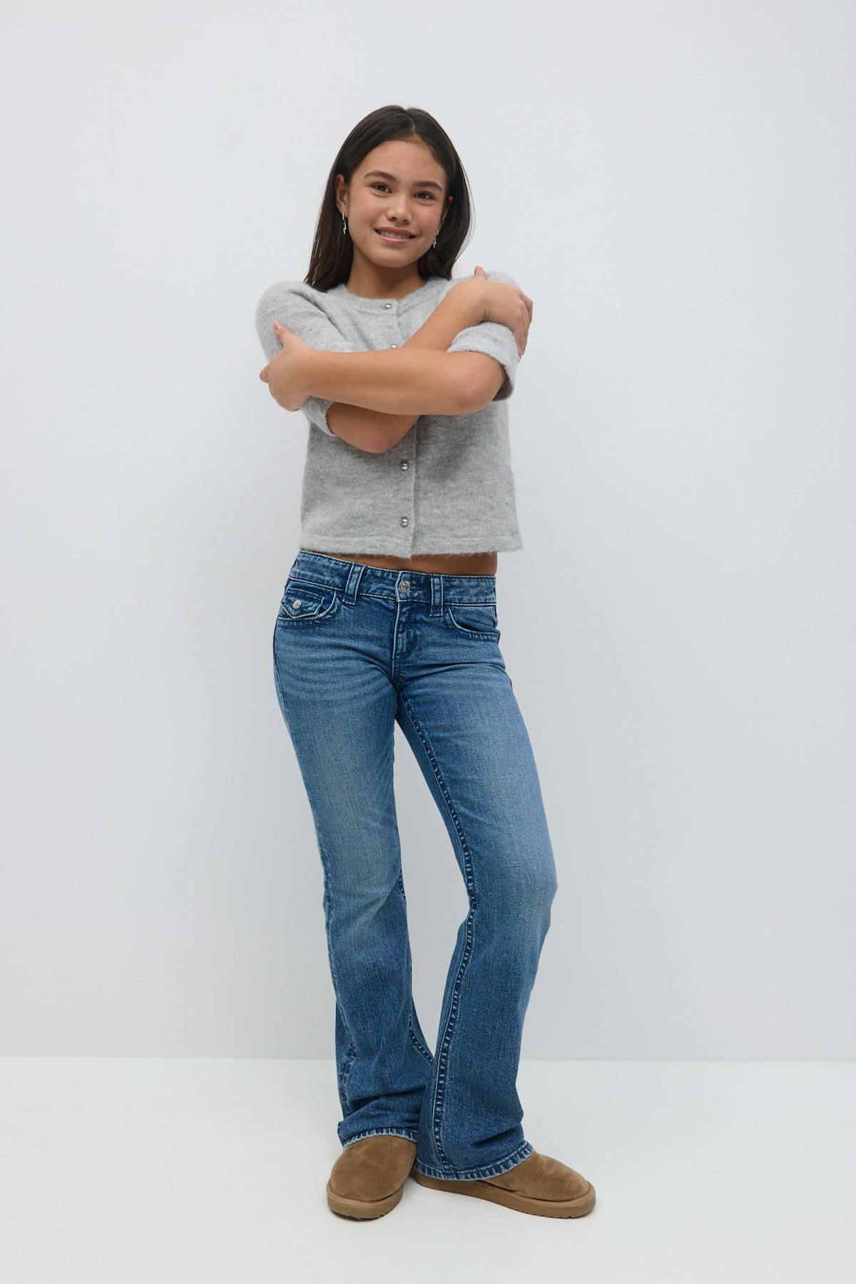 Embroidery jeans - Mid blue