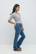 Embroidery jeans - Mid blue