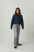 Low boot embroidery jeans - Sky blue