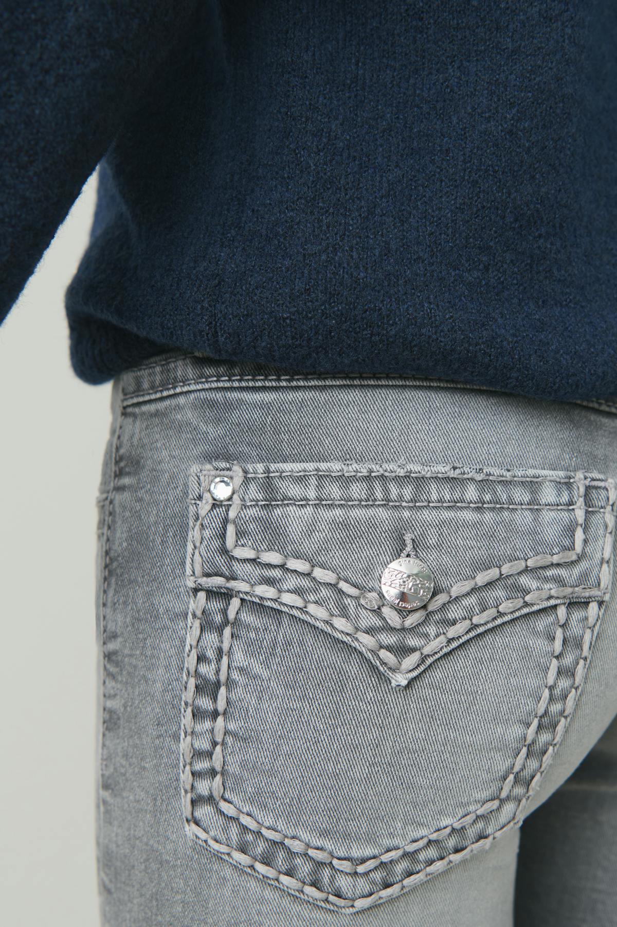 Low boot embroidery jeans - Mid blue