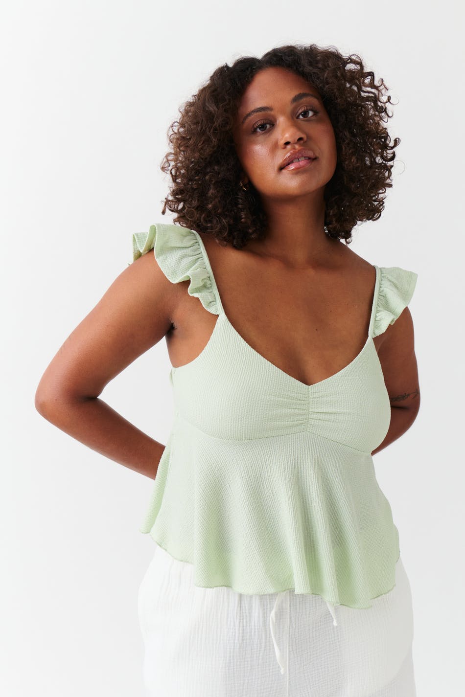 Frill singlet - Green lily
