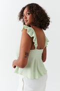 Frill singlet - Green lily