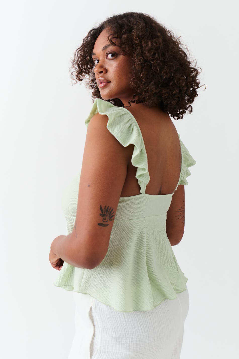 Frill singlet - Green lily