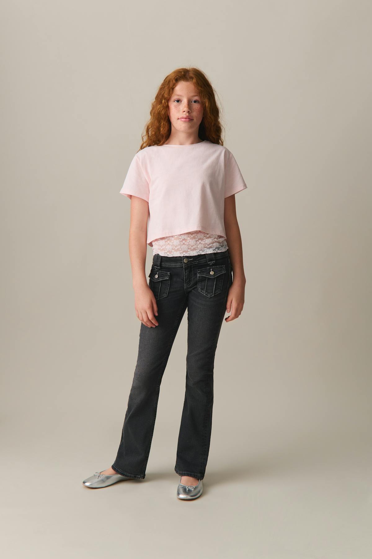 Front pocket bootcut jeans - Mid grey