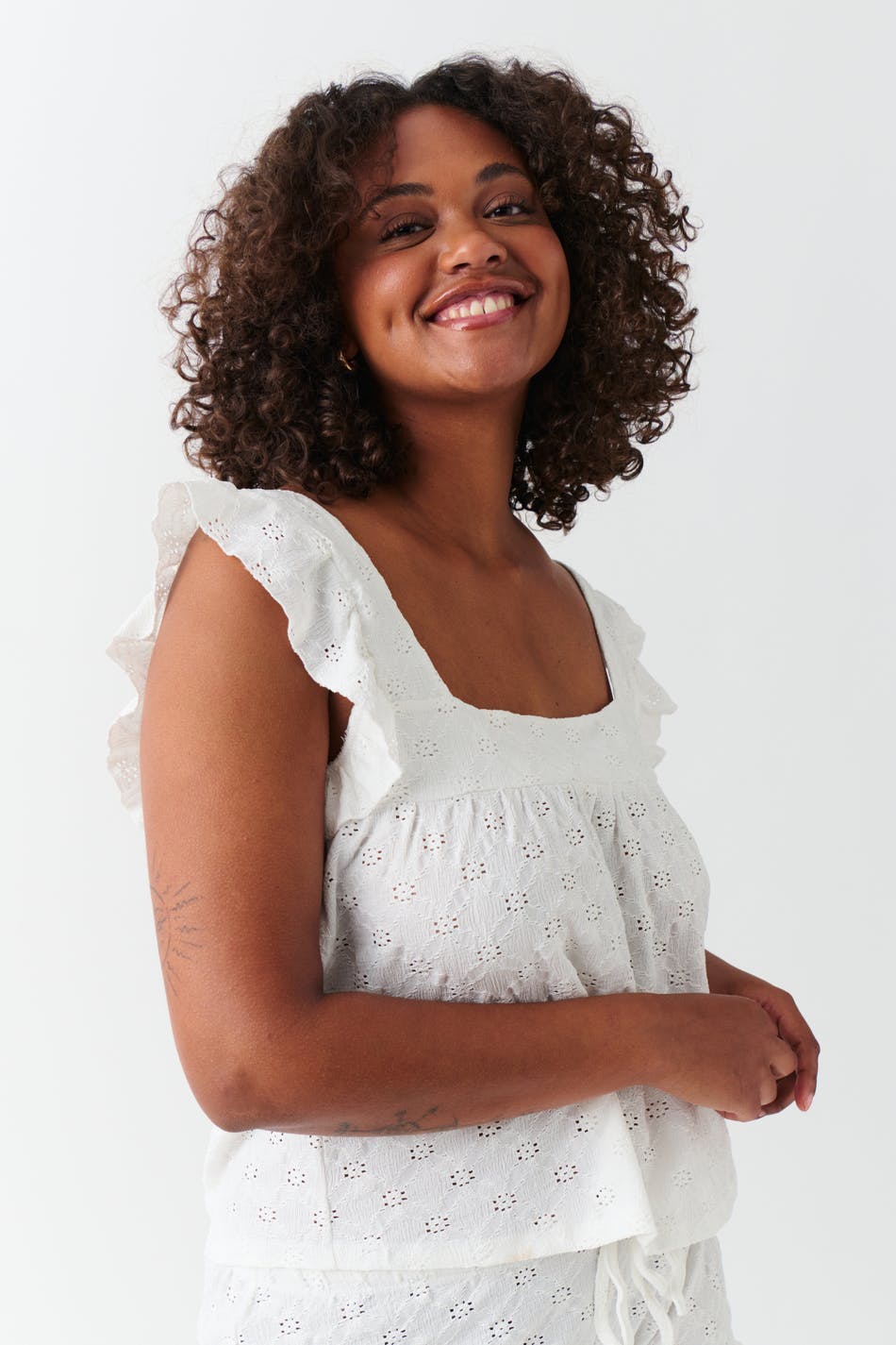 Broderie anglaise singlet - Blanc cassé