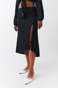 Ruched midi skirt - Black dot