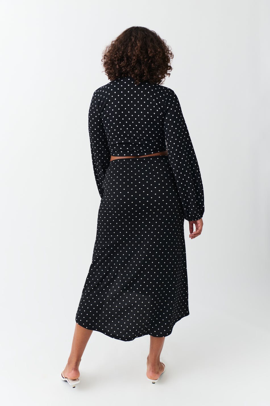 Ruched midi skirt - Black dot