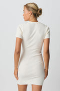 Short sleeve knit dress - Gardenia
