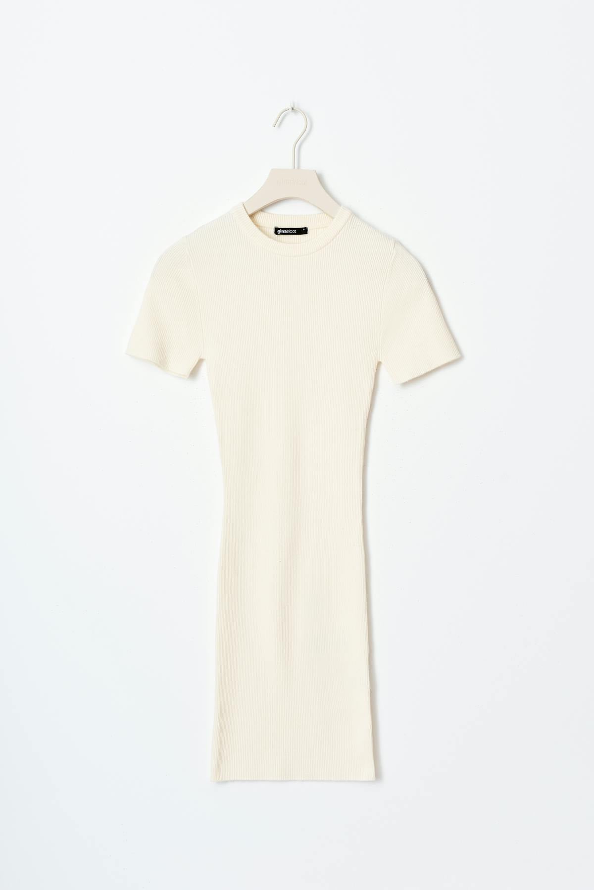 Short sleeve knit dress - Gardenia