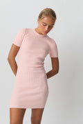 Short sleeve knit dress - Gardenia