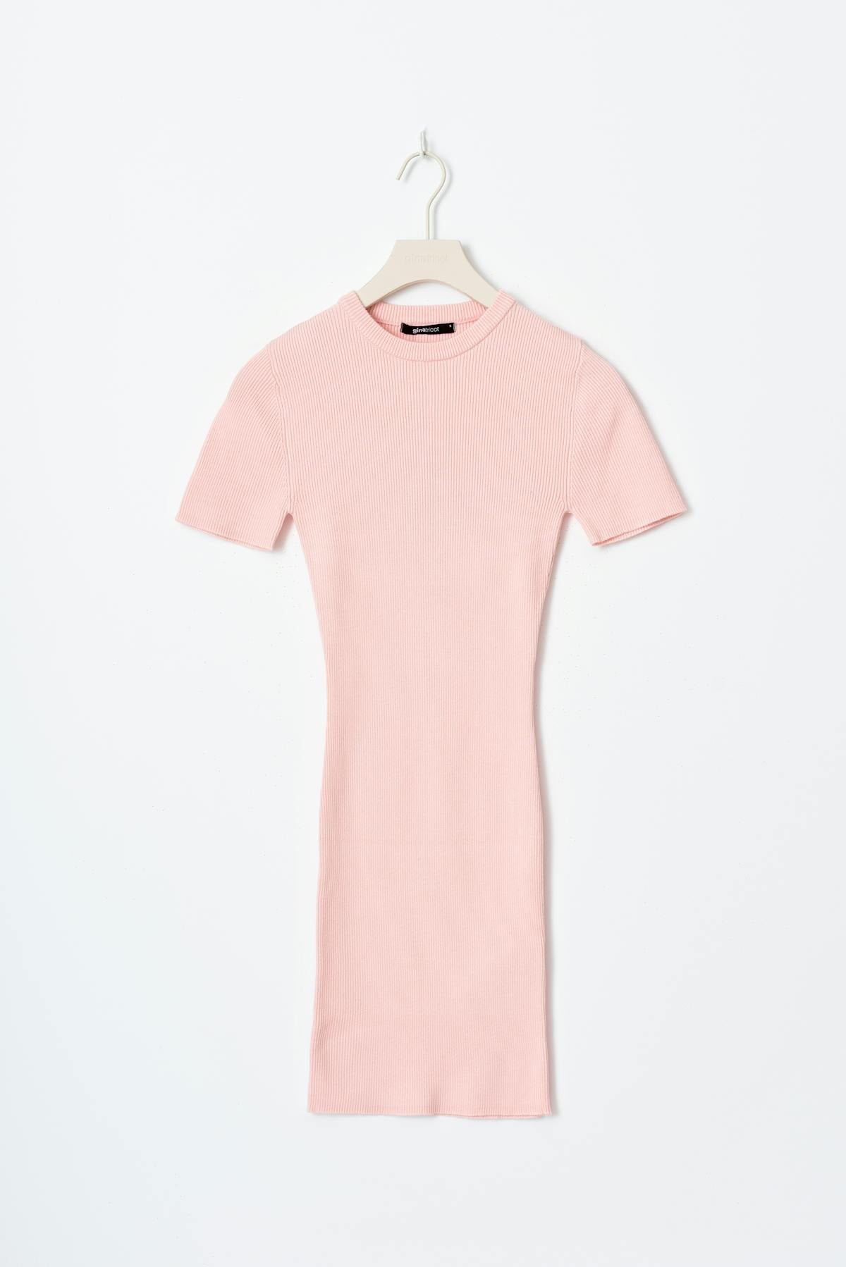 Short sleeve knit dress - Pale lilac
