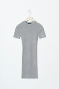 Short sleeve knit dress - Lt grey melange
