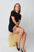 Short sleeve knit dress - Lt grey melange