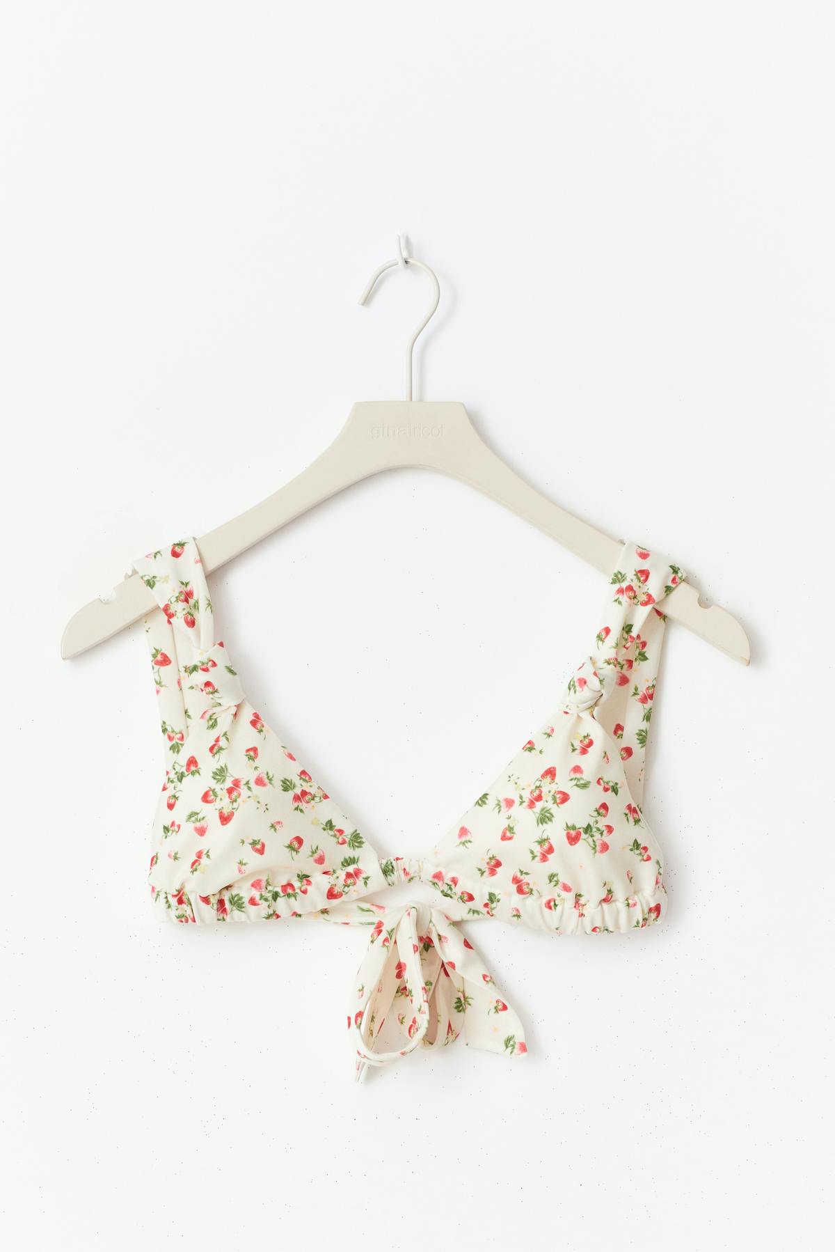 Wide strap bikini top - Strawberry