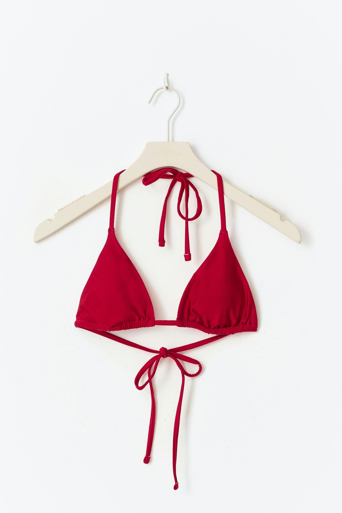 High shine bikini triangle top - Rouge