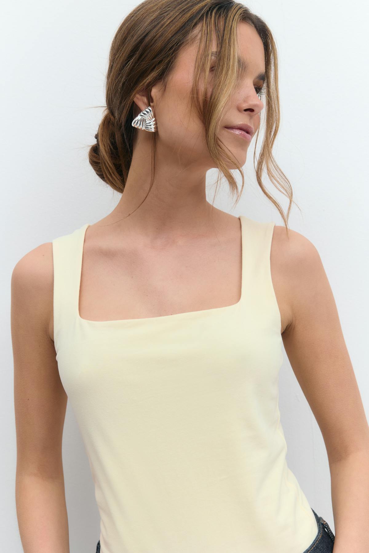 Square neck tank top - Shrinking violet
