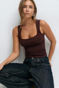 Square neck tank top - Lemon icing
