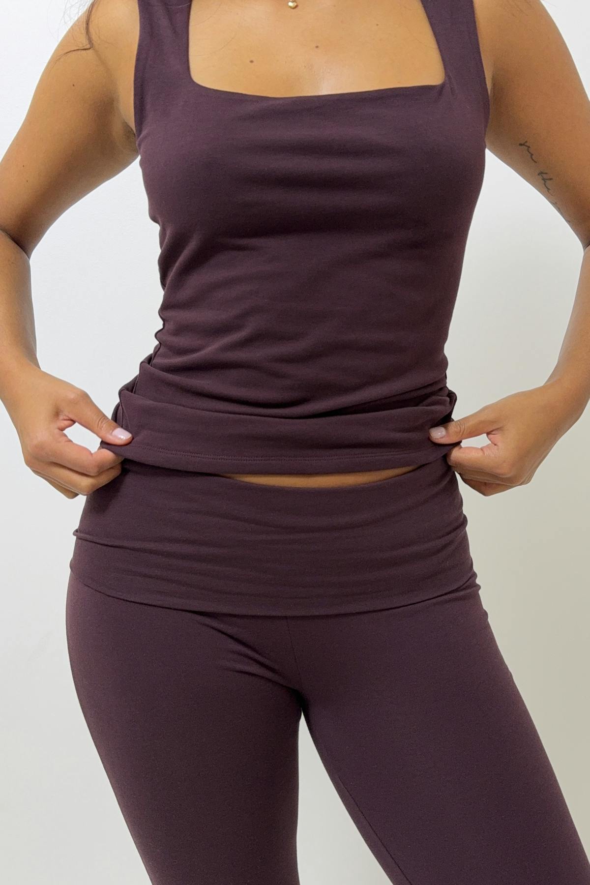 Square neck tank top - Hibiscus