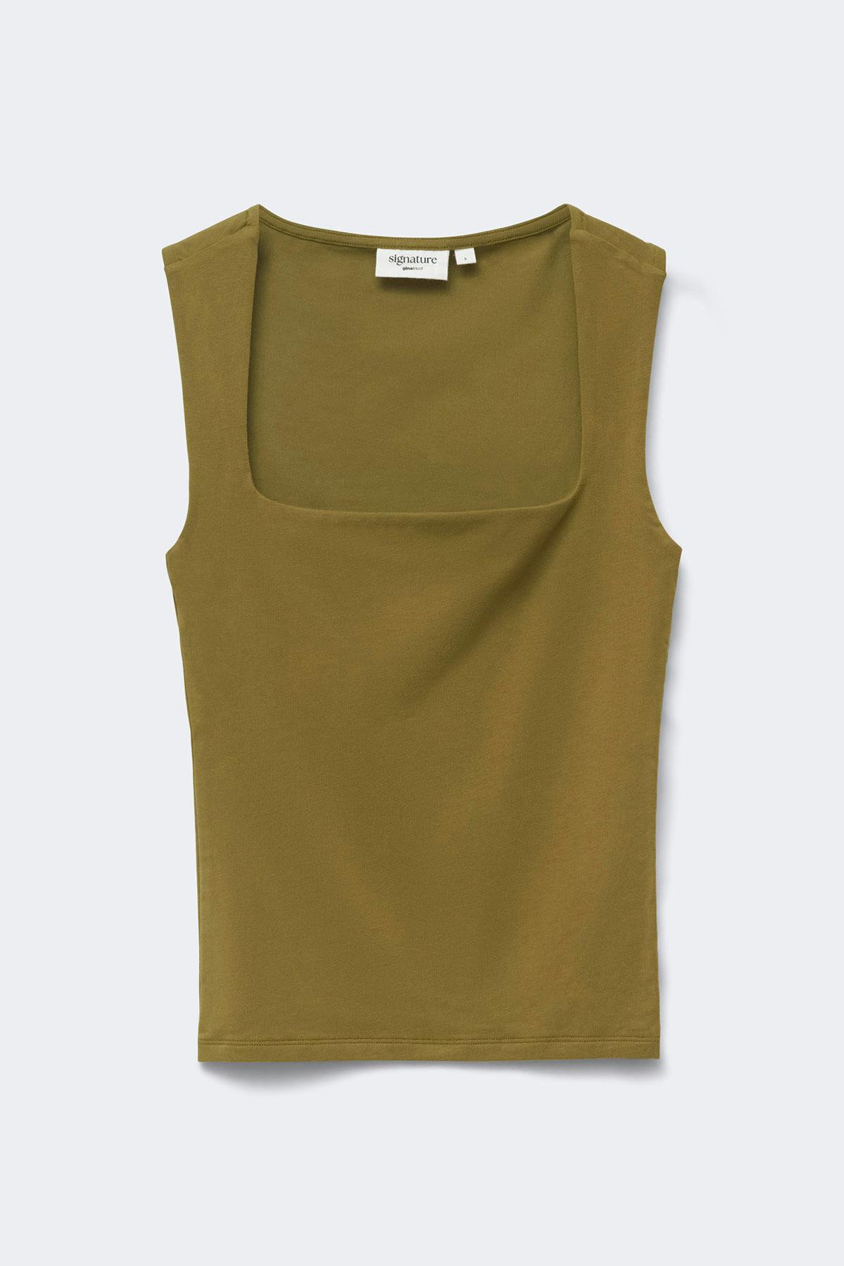 Square neck tank top - Fir green