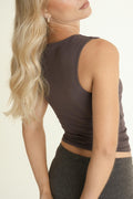 Square neck tank top - Lemon icing