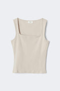 Square neck tank top - Blanc