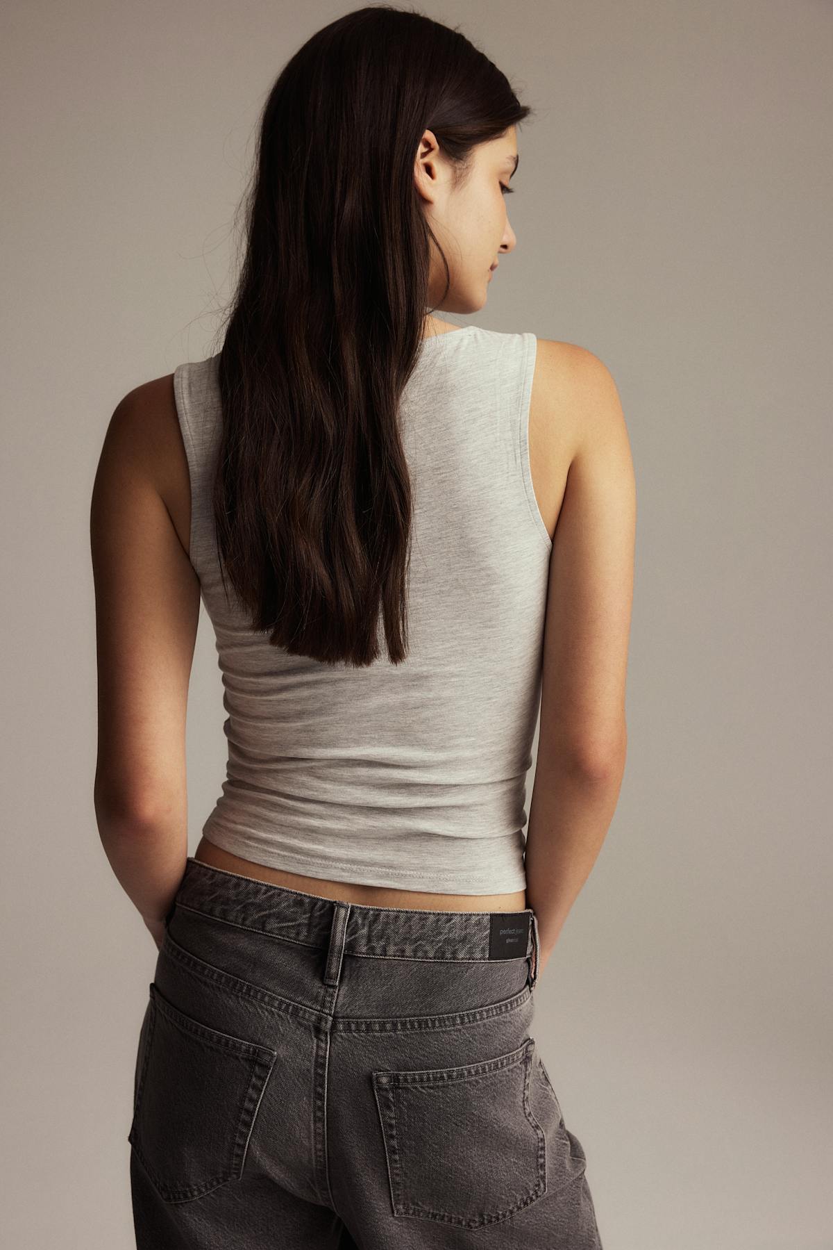 Square neck tank top - Grey melange