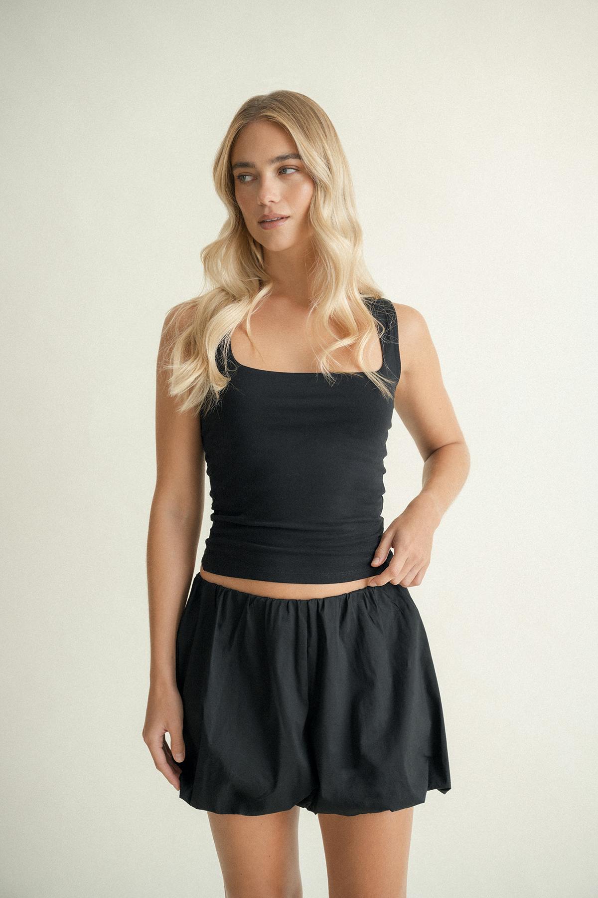 Square neck tank top - Grey melange