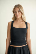 Square neck tank top - Grey melange