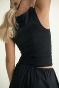 Square neck tank top - Noir