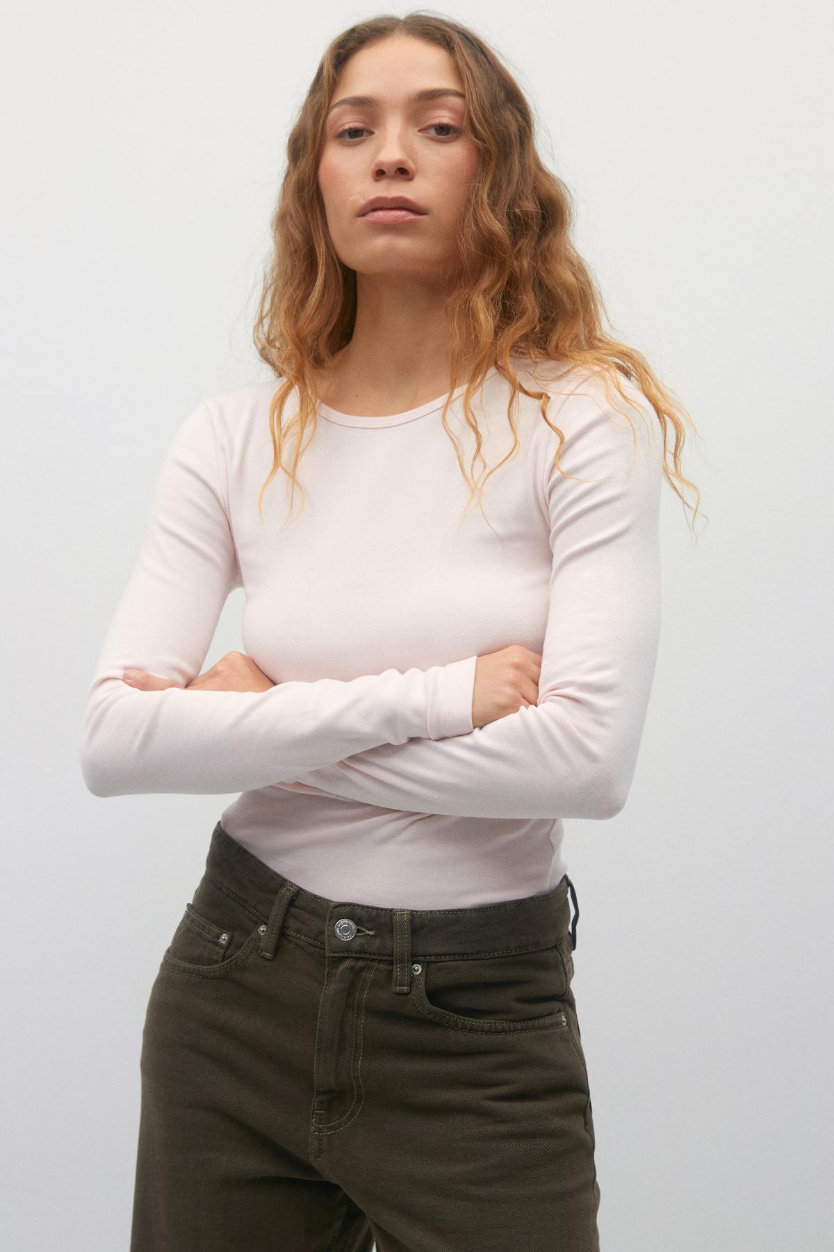 Basic long sleeve top - Grey melange
