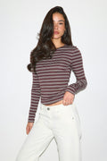 Tight fit long sleeve top - Pink stripe