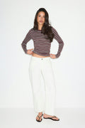 Tight fit long sleeve top - Pink stripe