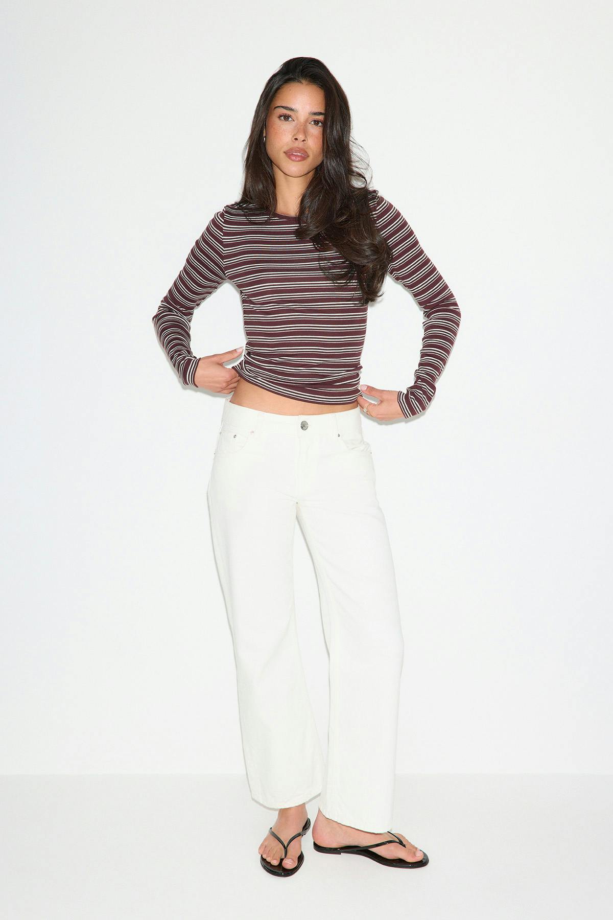 Tight fit long sleeve top - Pink stripe